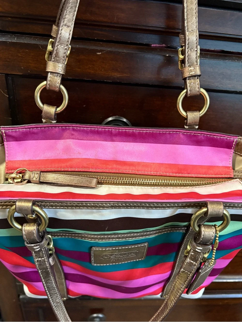 Coach Legacy Striped Sateen Tote